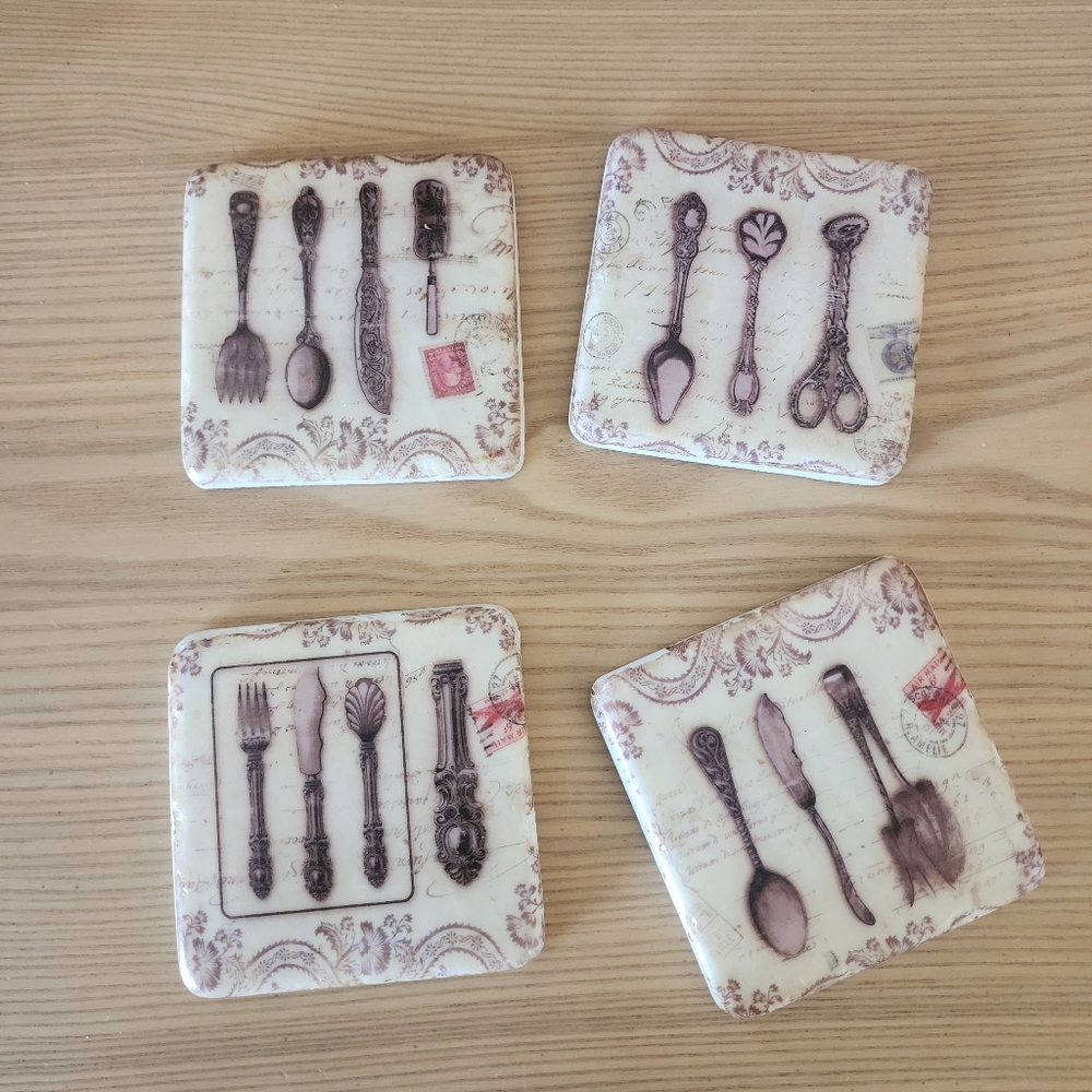 Vintage Utensil Design Coasters